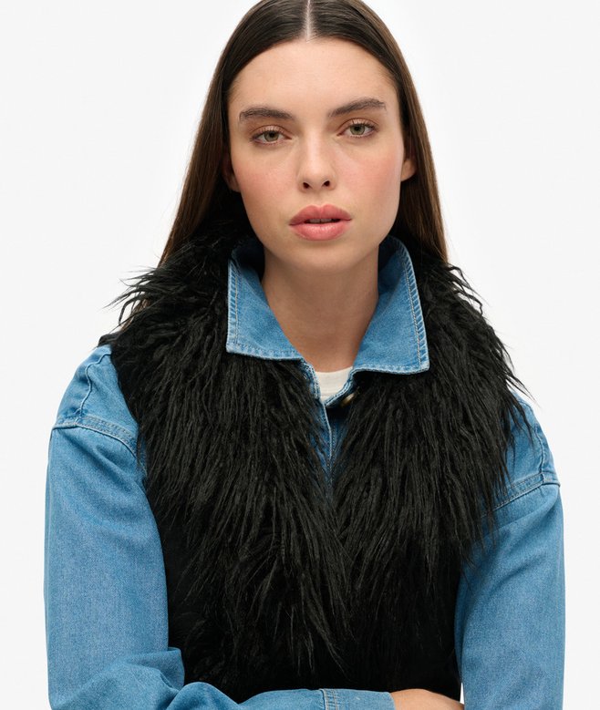 Superdry Chaleco Corto Afgano Con Forro De Pelo Sintético