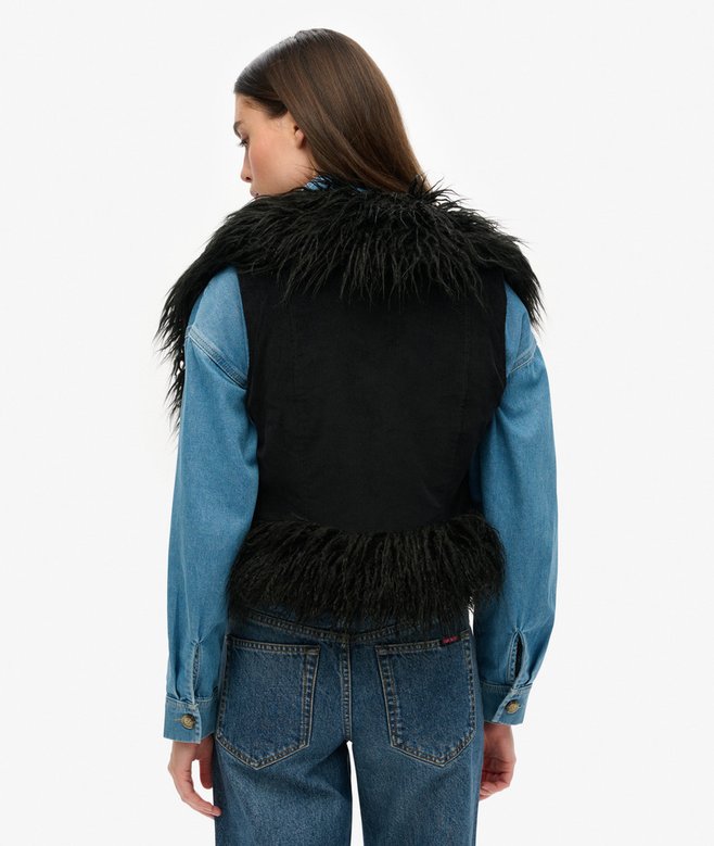 Superdry Chaleco Corto Afgano Con Forro De Pelo Sintético