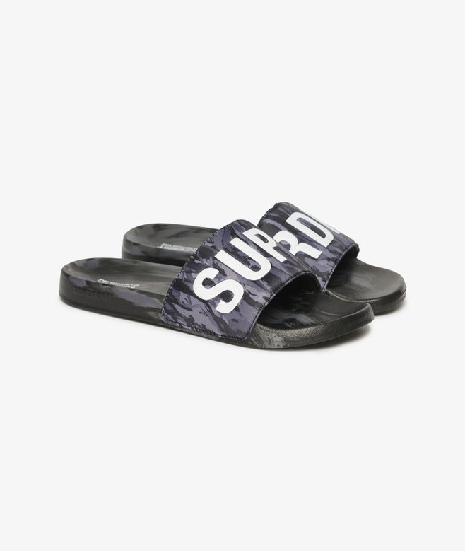 superdry Chanclas de piscina veganas con estampado de camuflaje