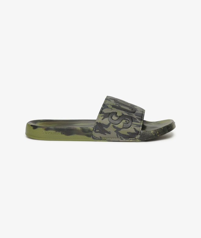 superdry Chanclas de piscina veganas con estampado de camuflaje