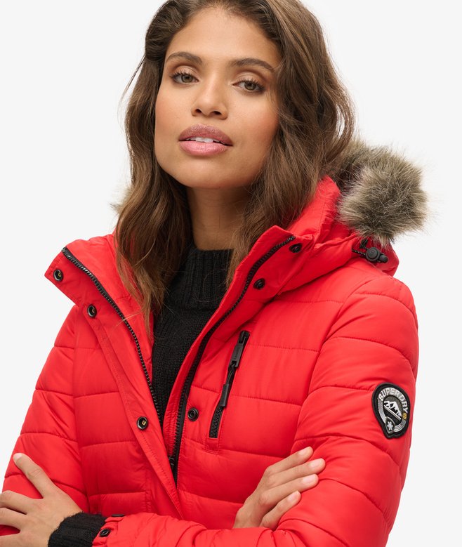 Superdry Chaqueta Acolchada Con Capucha De Pelo Sintético De Largo Medio