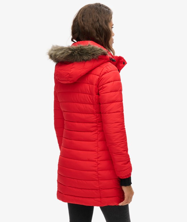 Superdry Chaqueta Acolchada Con Capucha De Pelo Sintético De Largo Medio