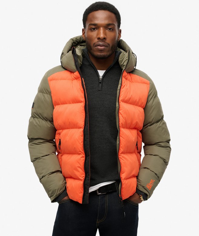superdry Chaqueta acolchada con capucha y bloques de color Sport