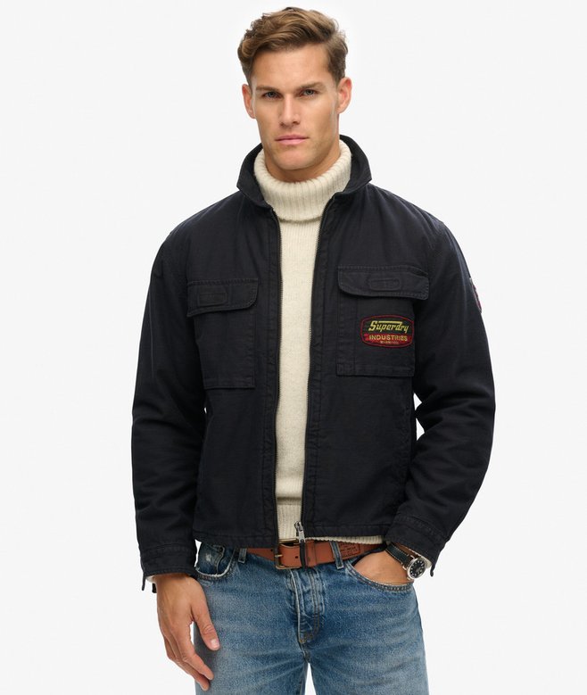superdry Chaqueta con cremallera integral y parches