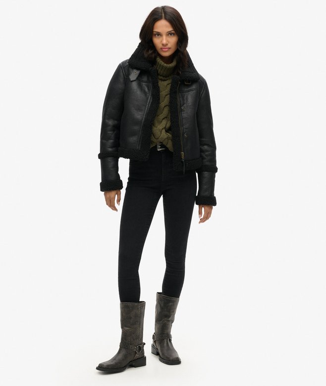 Superdry Chaqueta De Aviador Corta De Borrego Sintético