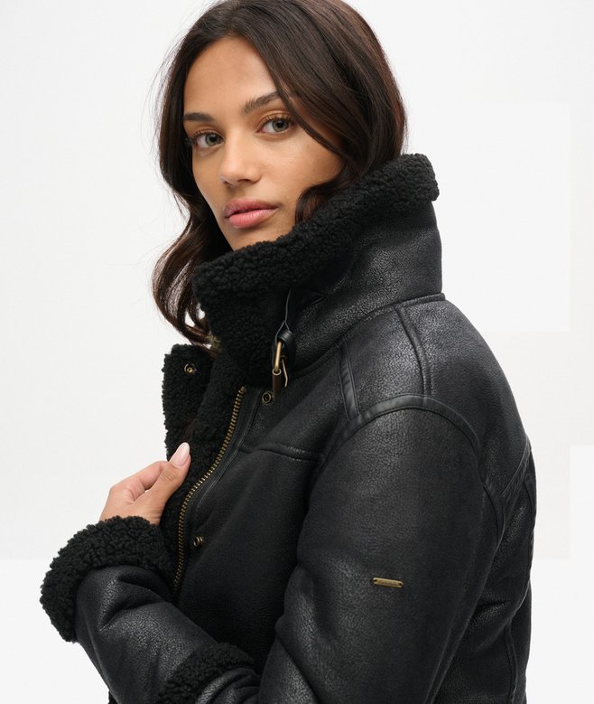 Superdry Chaqueta De Aviador Corta De Borrego Sintético