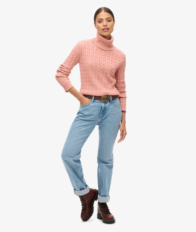 Superdry Jersey Ajustado De Cuello Vuelto En Punto Trenzado