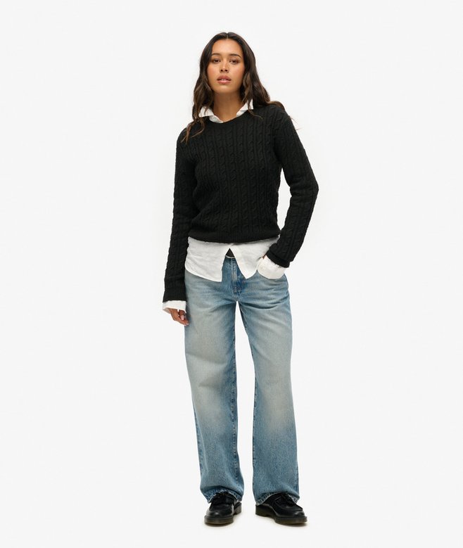 Superdry Jersey Ajustado De Punto Trenzado Y Cuello Redondo