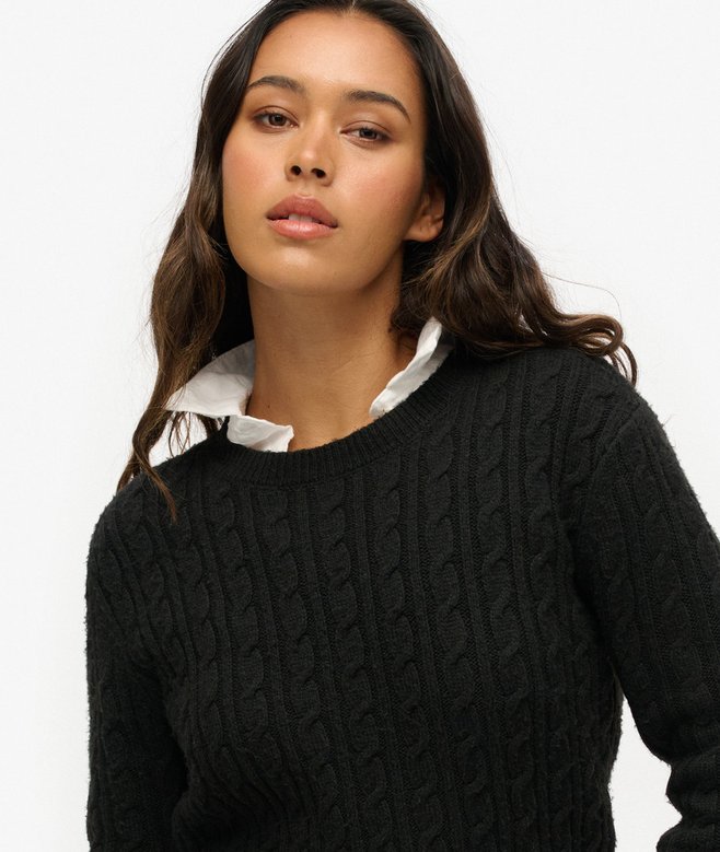 Superdry Jersey Ajustado De Punto Trenzado Y Cuello Redondo