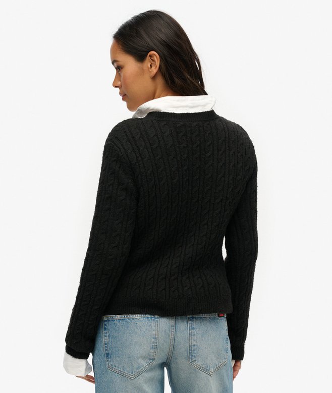 Superdry Jersey Ajustado De Punto Trenzado Y Cuello Redondo