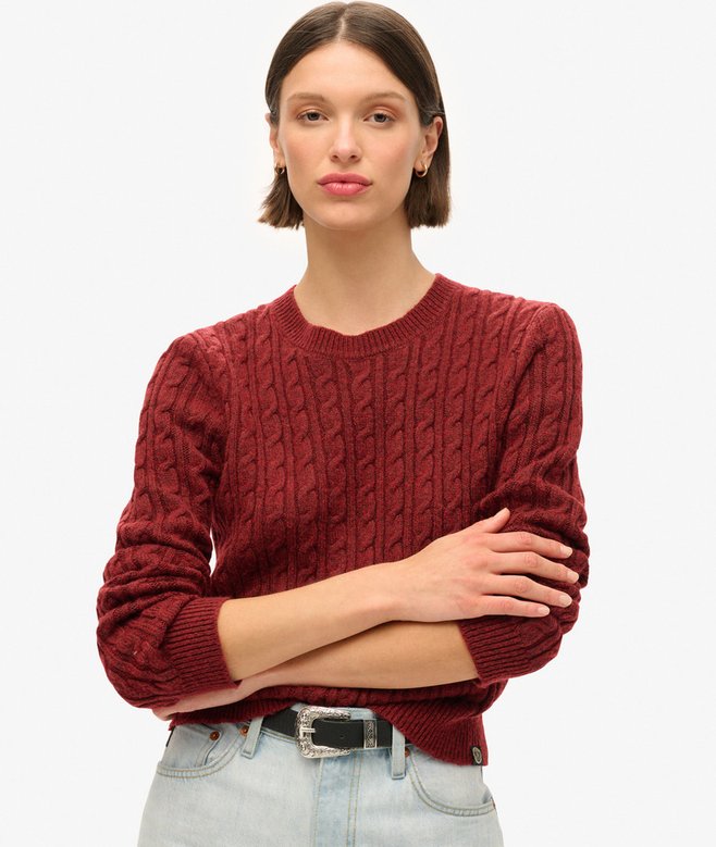 superdry Jersey ajustado de punto trenzado y cuello redondo