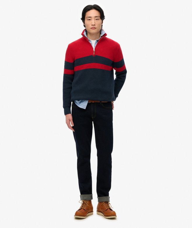 Superdry Jersey Clásico De Algodón A Rayas Con Media Cremallera