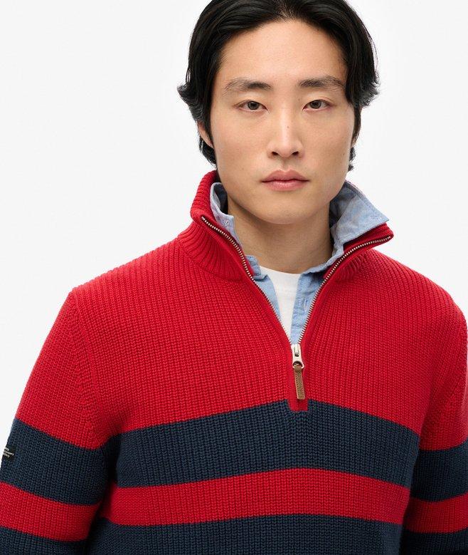 Superdry Jersey Clásico De Algodón A Rayas Con Media Cremallera