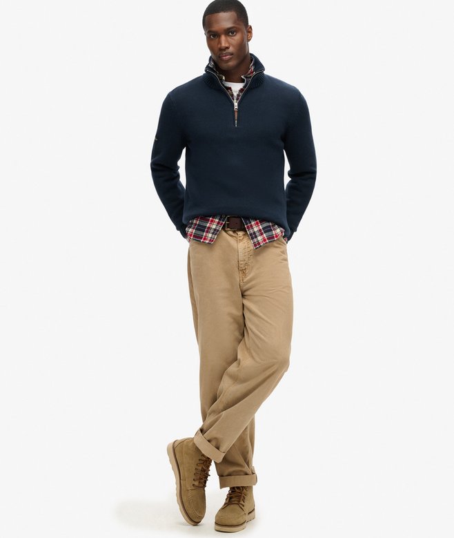 Superdry Jersey Clásico De Punto De Algodón Con Media Cremallera