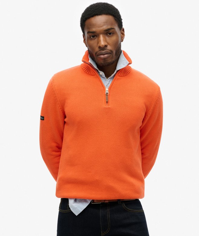 superdry Jersey clásico de punto de algodón con media cremallera