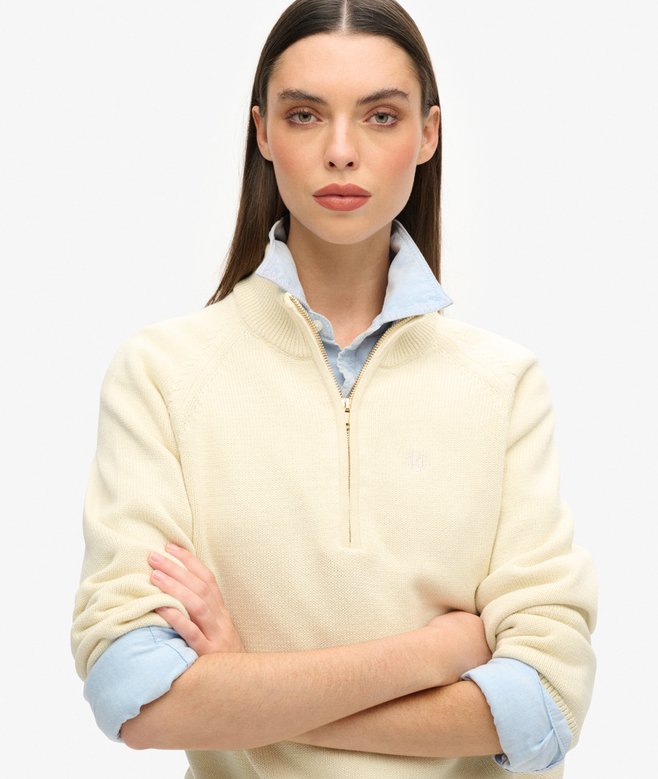 Superdry Jersey Clásico De Punto De Algodón Con Media Cremallera