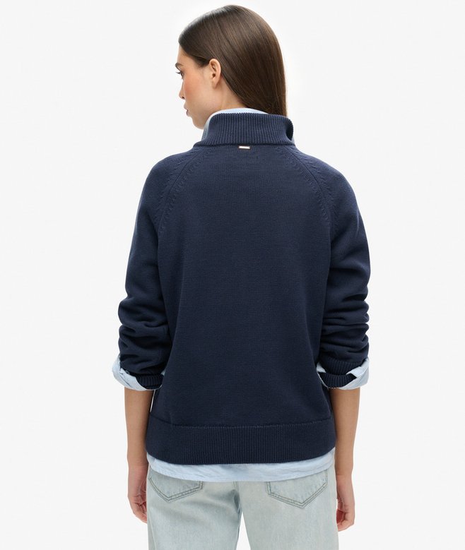 Superdry Jersey Clásico De Punto De Algodón Con Media Cremallera