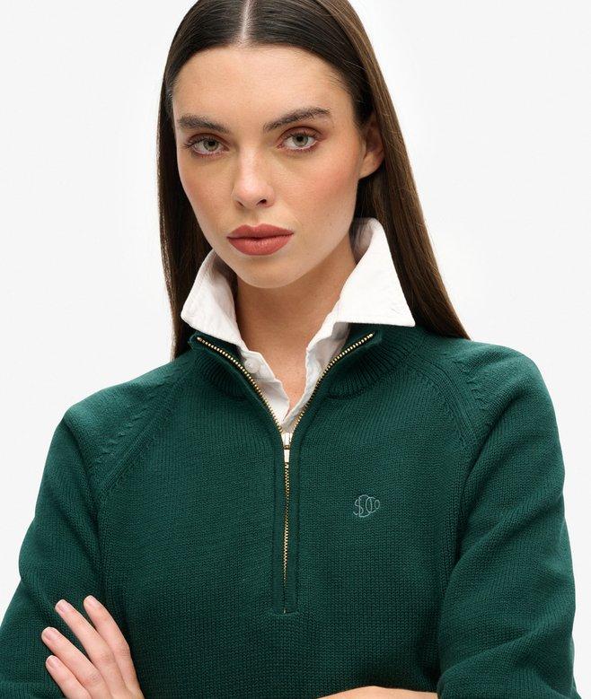 Superdry Jersey Clásico De Punto De Algodón Con Media Cremallera