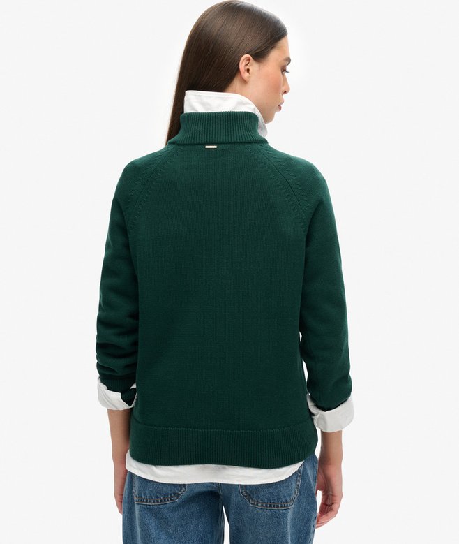 Superdry Jersey Clásico De Punto De Algodón Con Media Cremallera
