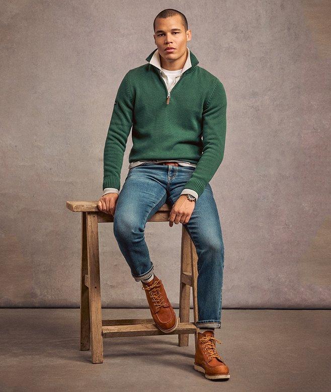 superdry Jersey clásico de punto de algodón con media cremallera