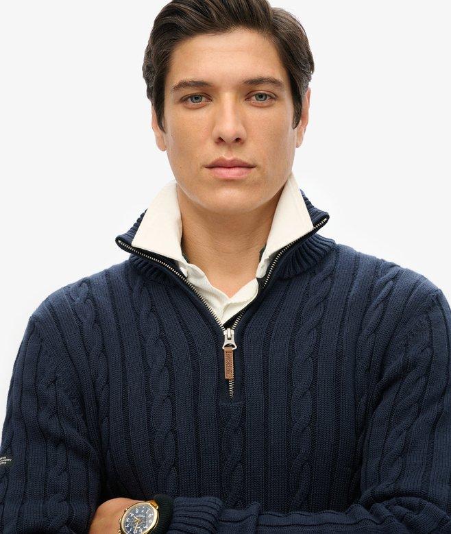 Superdry Jersey Clásico De Punto Trenzado De Algodón Con Media Cremallera