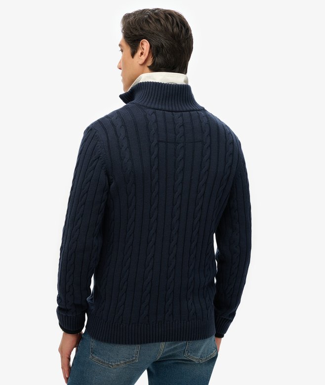 Superdry Jersey Clásico De Punto Trenzado De Algodón Con Media Cremallera