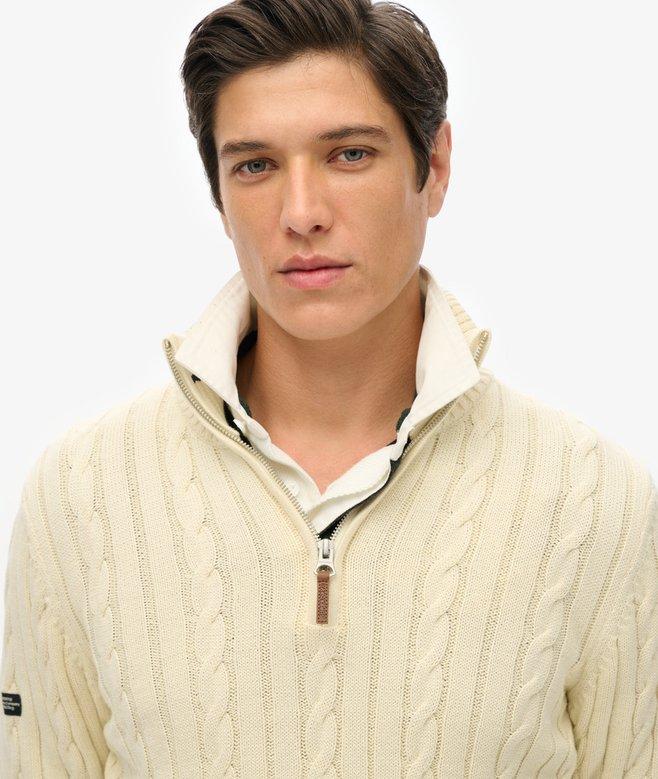 Superdry Jersey Clásico De Punto Trenzado De Algodón Con Media Cremallera