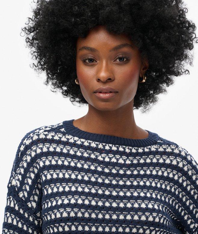 Superdry Jersey Corto De Ganchillo A Rayas Con Cuello Redondo