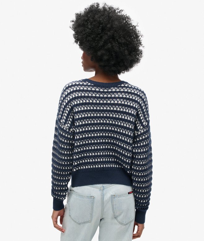 Superdry Jersey Corto De Ganchillo A Rayas Con Cuello Redondo