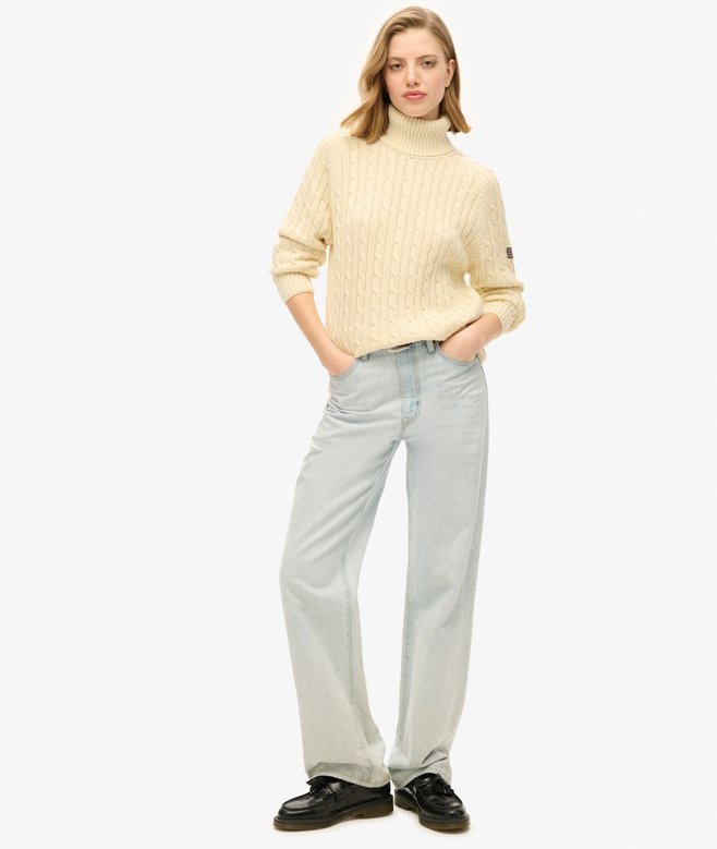 Superdry Jersey De Corte Holgado Y Cuello Vuelto En Punto Trenzado