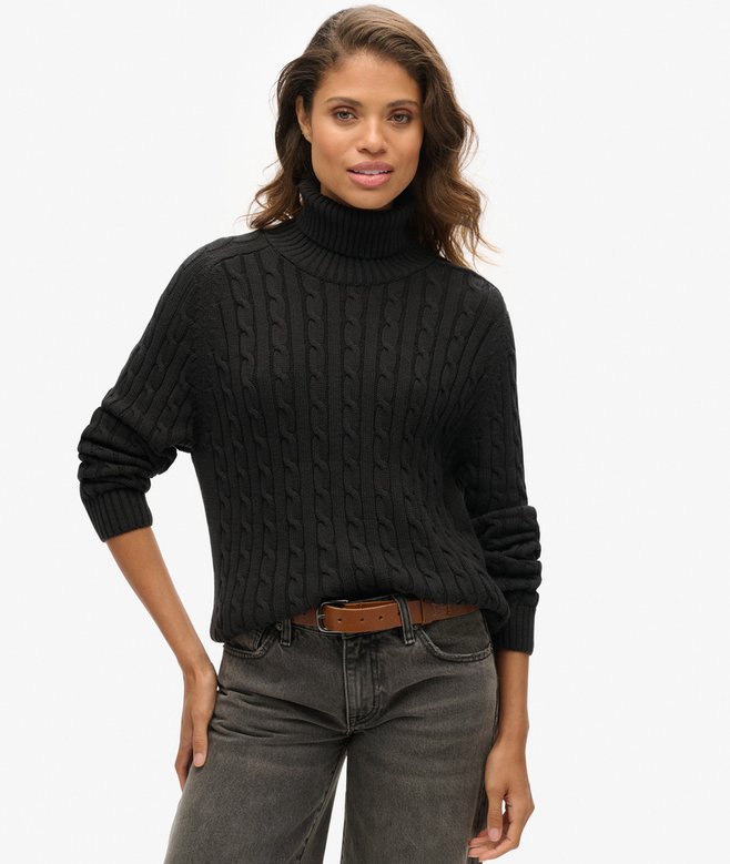 superdry Jersey de corte holgado y cuello vuelto en punto trenzado