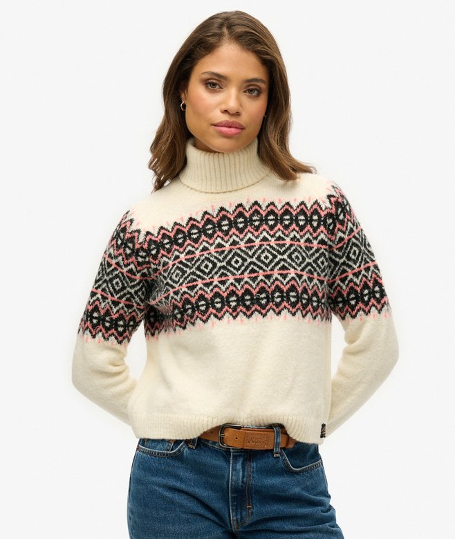 superdry Jersey de cuello vuelto con estampado Fairisle