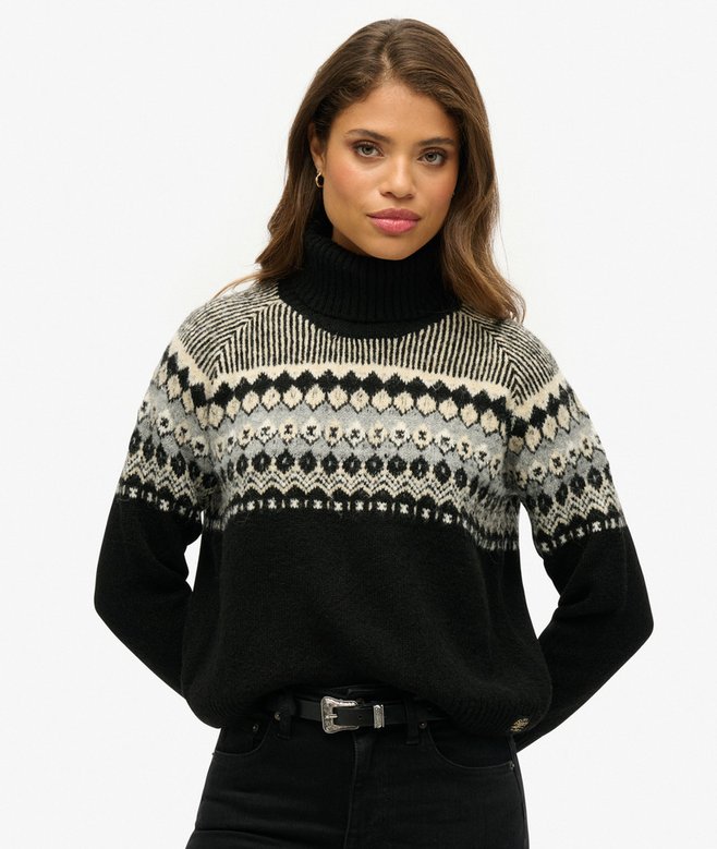 superdry Jersey de cuello vuelto con estampado Fairisle