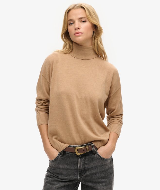 superdry Jersey de cuello vuelto y hombros caídos de lana merino