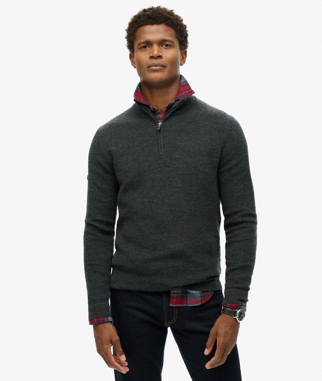 superdry Jersey de lana merina con media cremallera