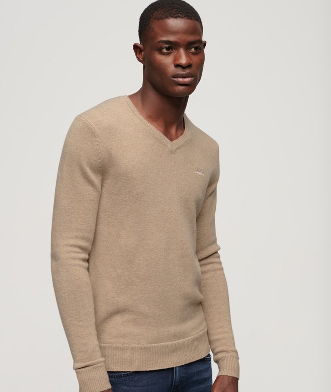 Superdry Jersey De Punto Con Cuello De Pico Y Bordado Essential