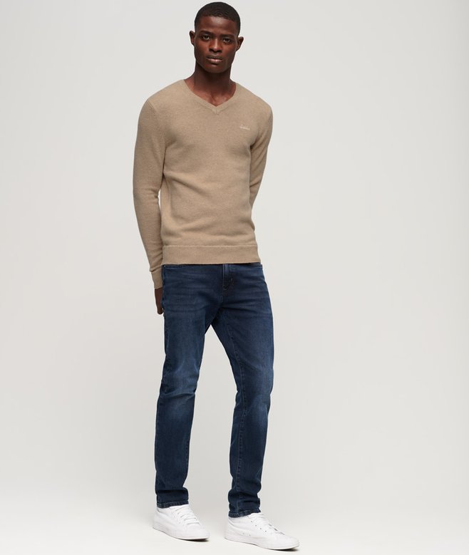 Superdry Jersey De Punto Con Cuello De Pico Y Bordado Essential