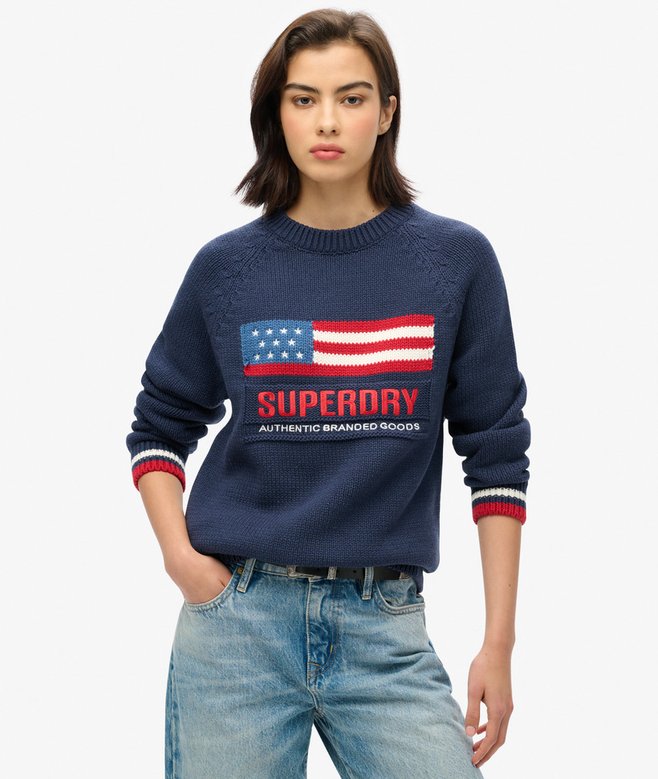 superdry Jersey de punto con cuello redondo Americana