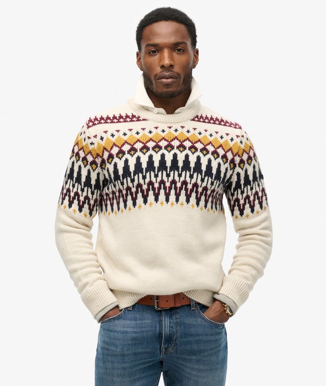 superdry Jersey de punto con cuello redondo y grecas alpinas