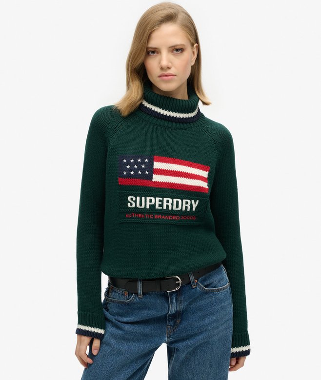 superdry Jersey de punto con cuello vuelto Americana
