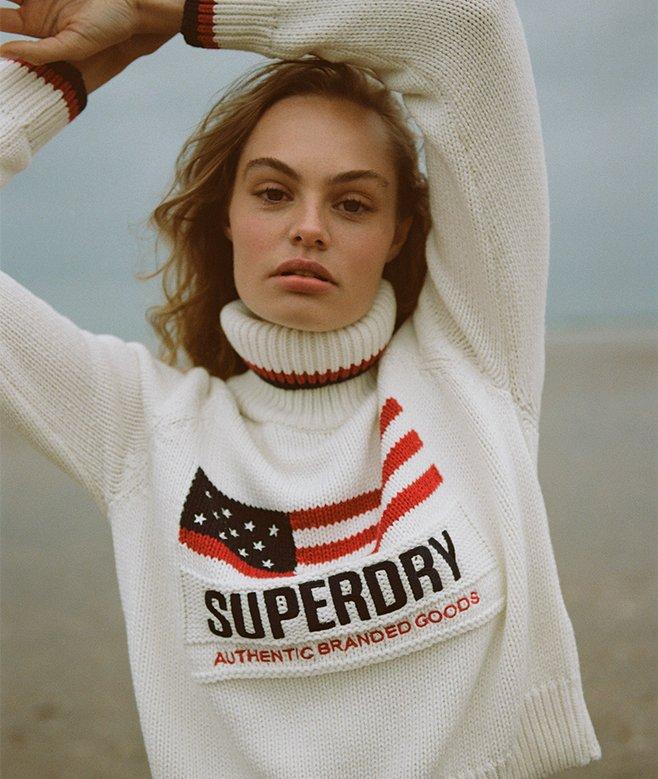 superdry Jersey de punto con cuello vuelto Americana