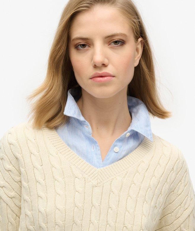 Superdry Jersey De Punto De Ochos Con Cuello De Pico Extragrande