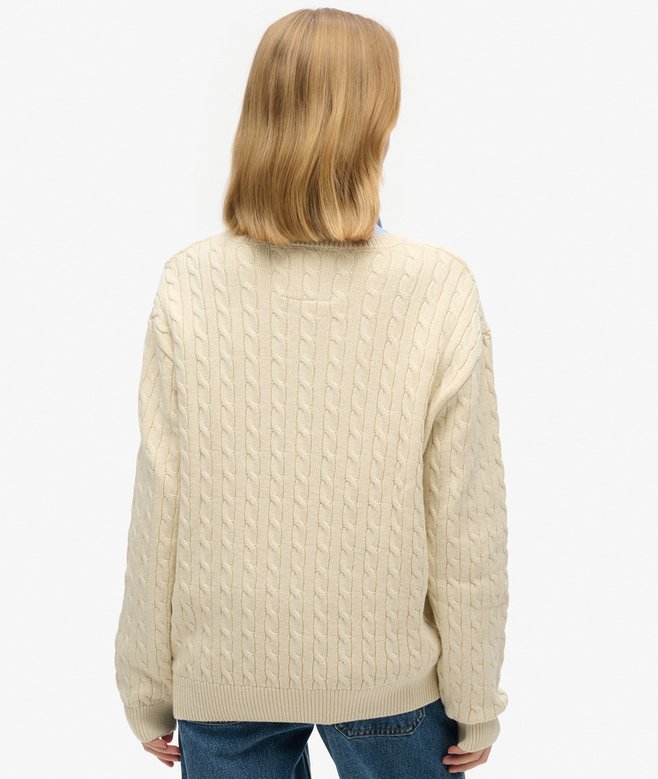 Superdry Jersey De Punto De Ochos Con Cuello De Pico Extragrande