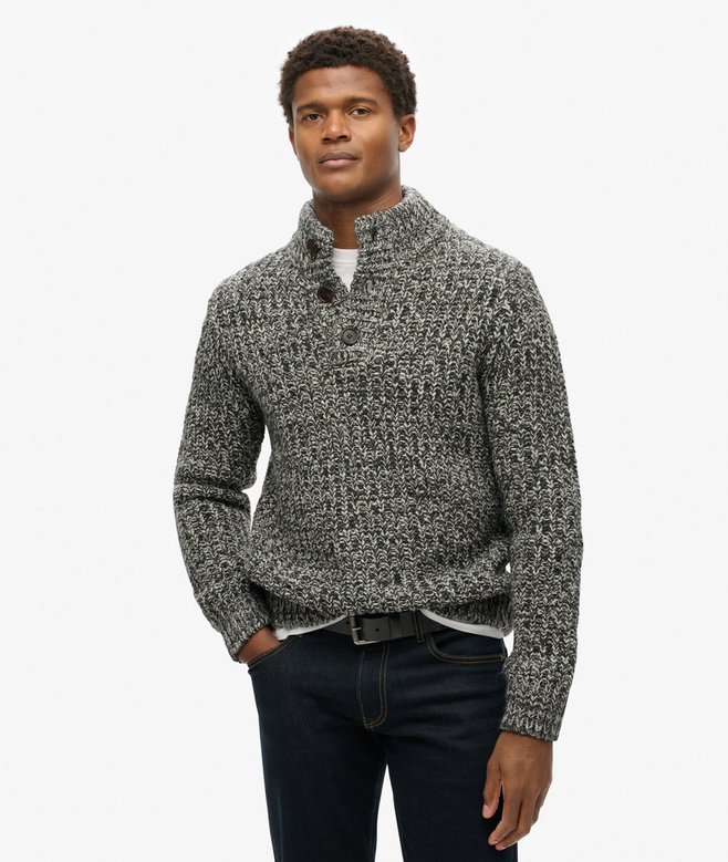 superdry Jersey de punto grueso con media cremallera