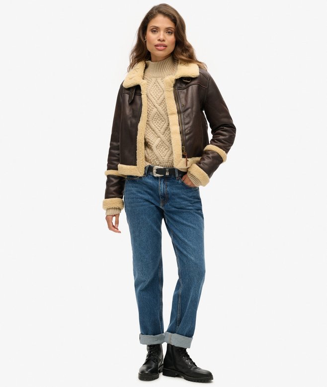 Superdry Jersey De Punto Trenzado Arán Con Cuello De Polo