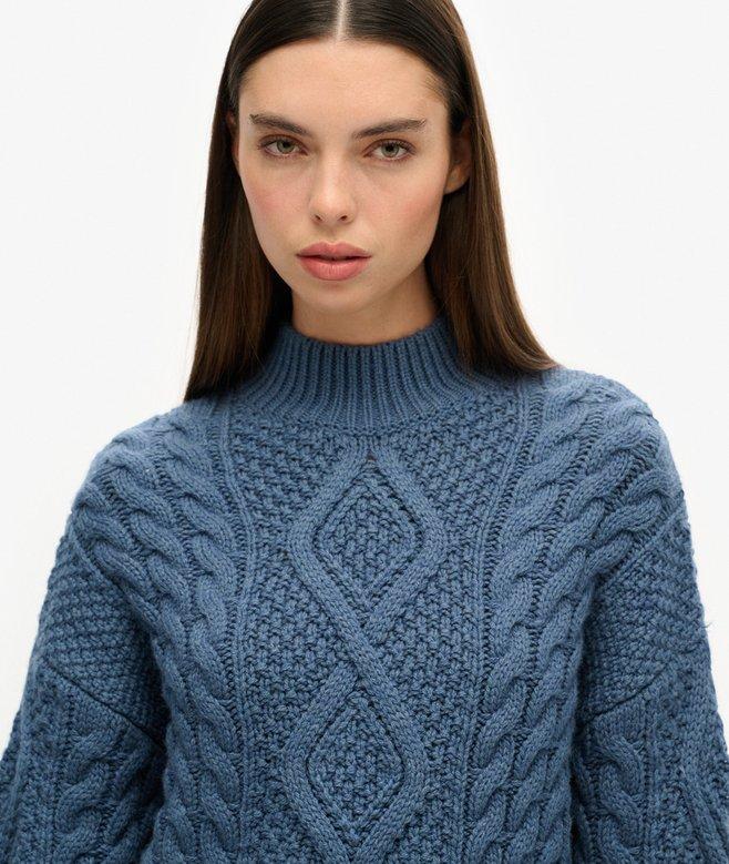 Superdry Jersey De Punto Trenzado Arán Con Cuello De Polo