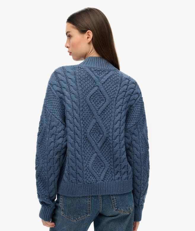 Superdry Jersey De Punto Trenzado Arán Con Cuello De Polo