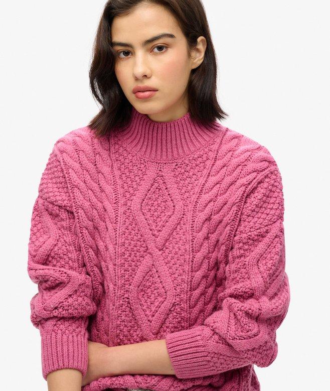 Superdry Jersey De Punto Trenzado Arán Con Cuello De Polo
