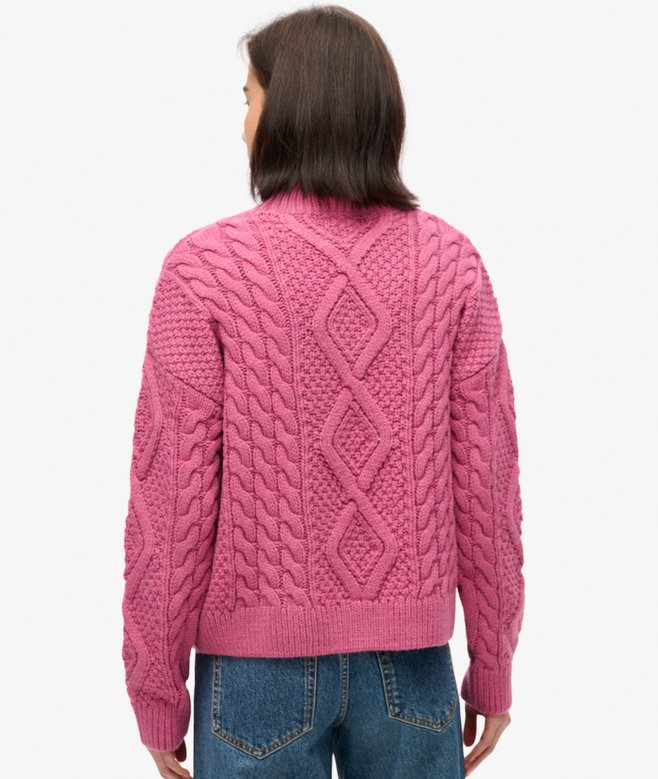 Superdry Jersey De Punto Trenzado Arán Con Cuello De Polo