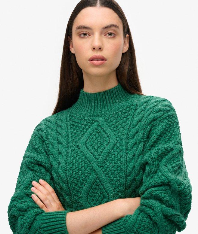 Superdry Jersey De Punto Trenzado Arán Con Cuello De Polo